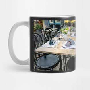 Outdoor dining table in the Dutch city of Maastricht Mug